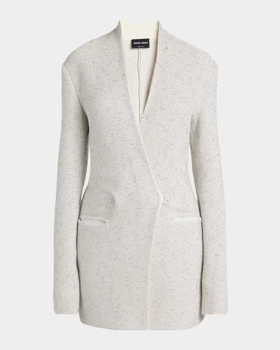 Metallic V-Neck Wool Jacket